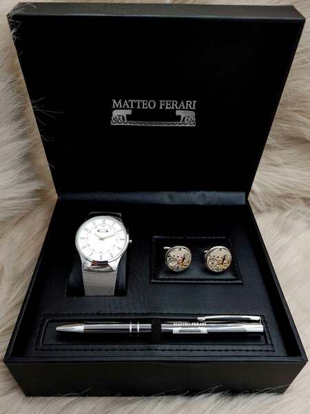 Set bărbătesc Cadou Matteo Ferari, Ceas, Butoni si pix metalic MF065B110G